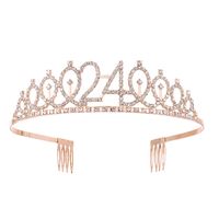 Fashion Crown Metal Plating Hollow Out Inlay Rhinestones Crown 1 Piece sku image 24