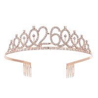 Fashion Crown Metal Plating Hollow Out Inlay Rhinestones Crown 1 Piece sku image 27