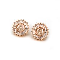 Aretes Para Mujer De Veintiséis Letras Con Microincrustaciones De Cobre Con Circonitas En Baño De Oro Rosa sku image 11