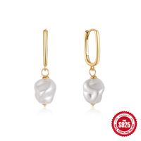 1 Pair Elegant Simple Style Geometric Plating Inlay Sterling Silver Pearl Zircon Drop Earrings sku image 8