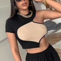 Women's T-shirt Short Sleeve T-shirts Patchwork Contrast Binding Sexy Streetwear Color Block main image 3