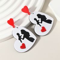 1 Pair Cute Heart Shape Printing Arylic Drop Earrings main image 5