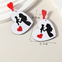 1 Pair Cute Heart Shape Printing Arylic Drop Earrings main image 2
