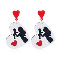 1 Pair Cute Heart Shape Printing Arylic Drop Earrings main image 4