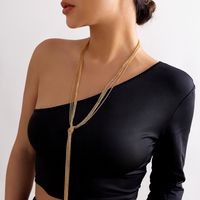 Casual Simple Style Classic Style Lines Copper Long Necklace sku image 1