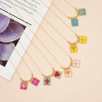 Casual Cross Fruit Heart Shape Glass Beaded Braid Chain Women's Necklace main image 1