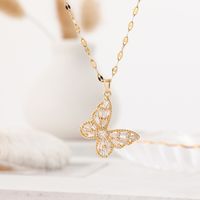 Luxurious Sexy Butterfly Stainless Steel Plating Inlay Zircon Silver Plated Pendant Necklace sku image 3