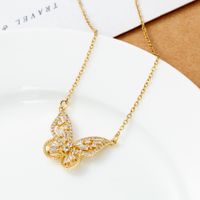 Luxurious Sexy Butterfly Stainless Steel Plating Inlay Zircon Silver Plated Pendant Necklace main image 4