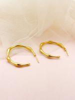 1 Pair Exaggerated Commute C Shape Lines Polishing Plating 304 Stainless Steel 14K Gold Plated Ear Studs main image 4