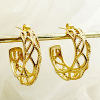 1 Pair Modern Style Commute C Shape Irregular Polishing Plating Hollow Out 304 Stainless Steel 14K Gold Plated Ear Studs main image 1