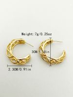 1 Pair Modern Style Commute C Shape Irregular Polishing Plating Hollow Out 304 Stainless Steel 14K Gold Plated Ear Studs main image 2