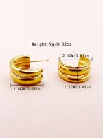 1 Pair Simple Style Commute C Shape Layered Polishing Plating 304 Stainless Steel 14K Gold Plated Ear Studs main image 2