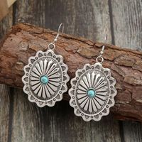 Ethnic Style Oval Alloy Plating Inlay Turquoise Women's Drop Earrings main image 3