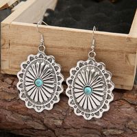 Ethnic Style Oval Alloy Plating Inlay Turquoise Women's Drop Earrings main image 1
