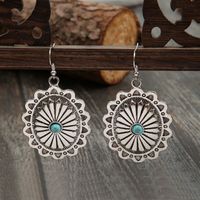 Ethnic Style Oval Alloy Plating Inlay Turquoise Women's Drop Earrings main image 2