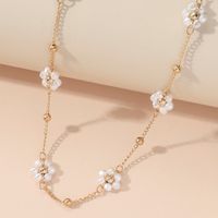 Ins Style Sweet Flower Alloy Pearl Plating Women's Necklace main image 1