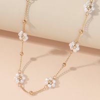 Ins Style Sweet Flower Alloy Pearl Plating Women's Necklace main image 6