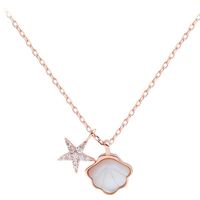 Basic Classic Style Starfish Copper Inlay Shell Zircon Pendant Necklace sku image 1