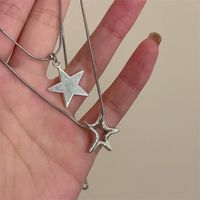 Casual Simple Style Pentagram Alloy Titanium Steel Plating Hollow Out Necklace main image 5