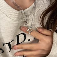 Casual Simple Style Pentagram Alloy Titanium Steel Plating Hollow Out Necklace main image 3