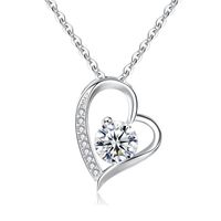 Simple Style Heart Shape Copper Plating Inlay Zircon Pendant Necklace sku image 1