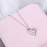 Simple Style Heart Shape Copper Plating Inlay Zircon Pendant Necklace main image 2