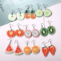 1 Pair Cute Strawberry Pineapple Watermelon Printing Arylic Ear Hook main image 1
