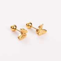 Simple Style Shiny Heart Shape Mushroom Planet Plating Inlay 304 Stainless Steel Artificial Diamond 14K Gold Plated Ear Studs sku image 6