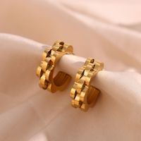 1 Pair Vintage Style Simple Style C Shape Plating Stainless Steel 18k Gold Plated Ear Studs main image 1