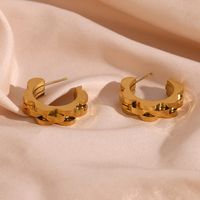 1 Pair Vintage Style Simple Style C Shape Plating Stainless Steel 18k Gold Plated Ear Studs main image 4