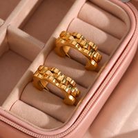 1 Pair Vintage Style Simple Style C Shape Plating Stainless Steel 18k Gold Plated Ear Studs main image 3