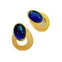 Vintage Style Oval Alloy Inlay Glass Bead Women's Ear Studs main image 3