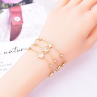 Lässig Einfacher Stil Stern Blume Schmetterling Edelstahl 304 18 Karat Vergoldet Strasssteine Hülse Armbänder In Masse main image 3