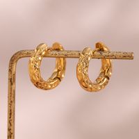 1 Pair Simple Style Round Plating Stainless Steel 18k Gold Plated Hoop Earrings main image 4