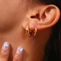 1 Pair Simple Style Round Plating Stainless Steel 18k Gold Plated Hoop Earrings main image 2