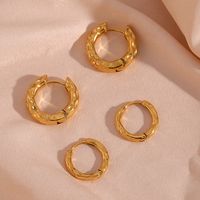1 Pair Simple Style Round Plating Stainless Steel 18k Gold Plated Hoop Earrings main image 1