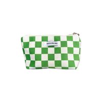 Cross-border Supply/candy Color Chessboard Grid Pencil Case Flocking Thickened Cosmetic Bag Portable Sundries Storage Bag main image 4
