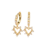 1 Pair Ins Style Modern Style Korean Style Heart Shape Sterling Silver Plating Inlay Zircon White Gold Plated Gold Plated Drop Earrings main image 2