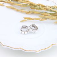 1 Pair Elegant Retro Geometric Sterling Silver Inlay Artificial Pearls Earrings main image 4