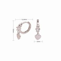 1 Pair Basic Sweet Heart Shape Sterling Silver Plating Inlay Zircon Drop Earrings sku image 1