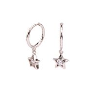 1 Pair Ins Style Pentagram Sterling Silver Inlay Zircon White Gold Plated Gold Plated Drop Earrings main image 5