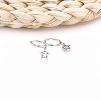 1 Pair Ins Style Pentagram Sterling Silver Inlay Zircon White Gold Plated Gold Plated Drop Earrings main image 4
