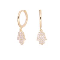 1 Paire Élégante Style Simple Palm En Argent Sterling Placage Incrustation Zircon Drop Boucles D'oreilles main image 5