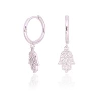 1 Paire Élégante Style Simple Palm En Argent Sterling Placage Incrustation Zircon Drop Boucles D'oreilles main image 4