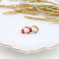 1 Pair Sweet Heart Shape Sterling Silver Plating Inlay Zircon White Gold Plated Gold Plated Hoop Earrings main image 2