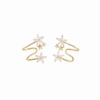 1 Pair Retro Sweet Flower Sterling Silver Plating Inlay Zircon White Gold Plated Gold Plated Ear Clips main image 5