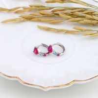 1 Pair Sweet Heart Shape Sterling Silver Plating Inlay Zircon White Gold Plated Gold Plated Hoop Earrings main image 5