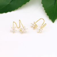 1 Pair Retro Sweet Flower Sterling Silver Plating Inlay Zircon White Gold Plated Gold Plated Ear Clips main image 4