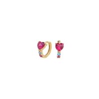 1 Pair Sweet Heart Shape Sterling Silver Plating Inlay Zircon White Gold Plated Gold Plated Hoop Earrings main image 3