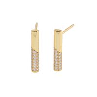 1 Pair Ins Style Geometric Sterling Silver Inlay Zircon Ear Studs main image 4